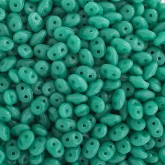 Matubo 2-Hole Czech Glass Opaque Superduo Beads, 100g Turquoise Green {1}