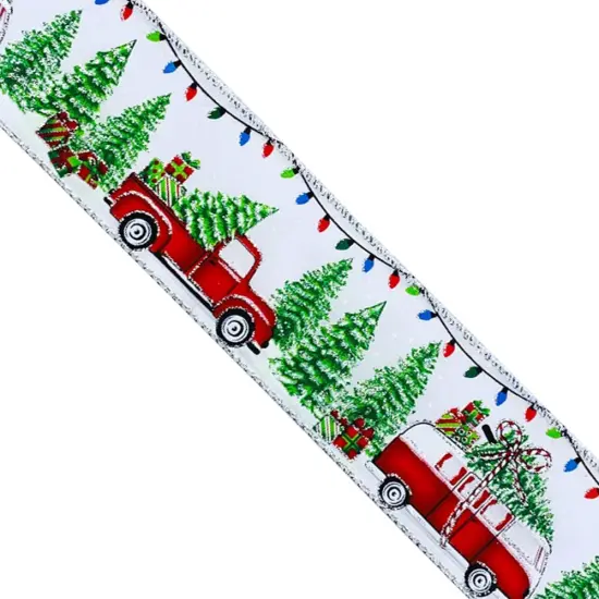 Designer's Shop Holiday Tree truck wired ribbon, WR 63-5135 2.5&rdquo; x 10 yard {3}