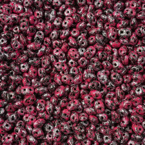 Matubo 2-Hole Czech Glass Jet Tweedy Superduo Beads, 100g Pink {1}