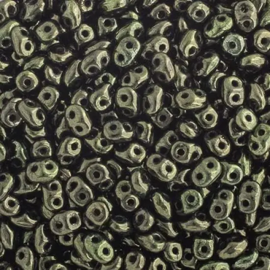 Matubo 2-Hole Czech Glass Opaque Luster Superduo Beads, 100g Jet / Red {1}