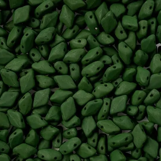 Matubo 2-Hole Czech Glass Opaque Neon Gemduo Beads, 50g Forest Green {1}