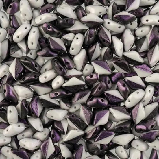 Matubo 2-Hole Czech Glass Polychrome Gemduo Beads, 50g Black RaspberryCream {1}