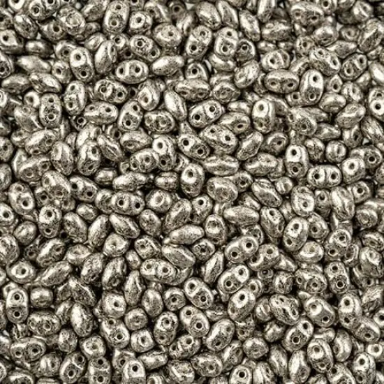 Matubo 2-Hole Czech Glass Opaque Jet Miniduo Beads, 50g Silver Paste Matte {1}