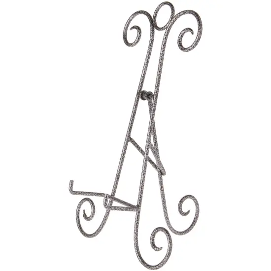 Bard's Scroll Antique Silver Collapsible Easel Stand, 15" H x 9" W x 8.5" D (For 10" - 11.5" Plates) {1}