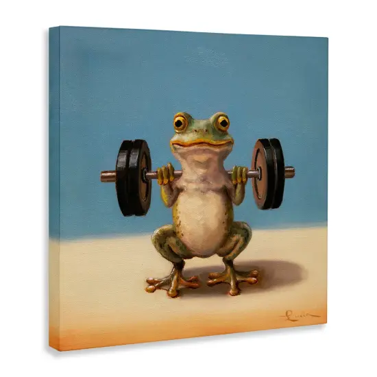 Stupell Industries Weightlifting Frog Training Canvas Design by Lucia Heffernan {3}