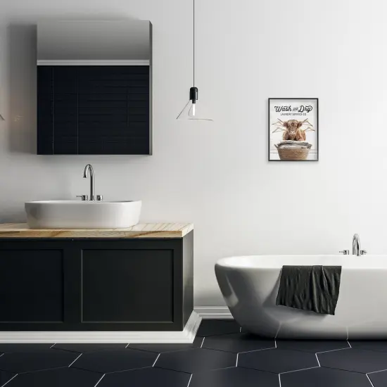 Stupell Industries Wash & Dry Classic Cattle Framed Giclee Design by Lettered and Lined {2}