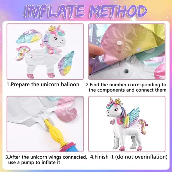 5Pcs Self Standing Unicorn with Crown Balloons 3D Rainbow Balloon Pink Star Foil Balloons for Unicorn Party Girls Birthday Party Baby Shower Decorations (crown) {3}
