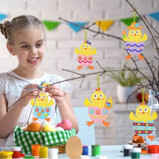 12 Pack Easter Craft for Kids - Make Your Own Easter Chick Foam Stickers Ornament DIY Arts and Crafts for Preschool Art Project Decoration {2}