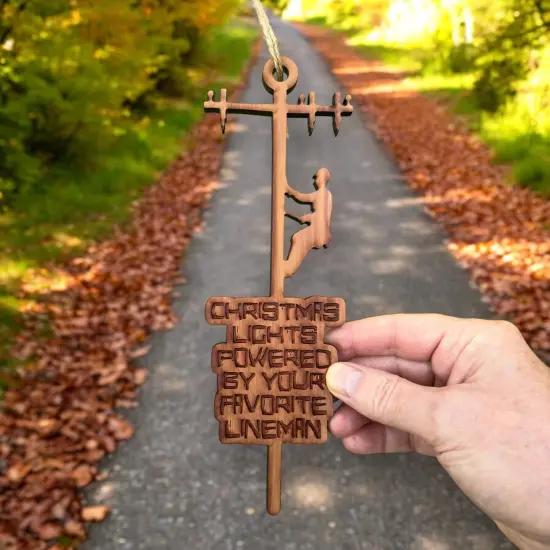 CEDAR Christmas Lights Powered by Your Favorite Lineman - 3x9in Ornament {6}