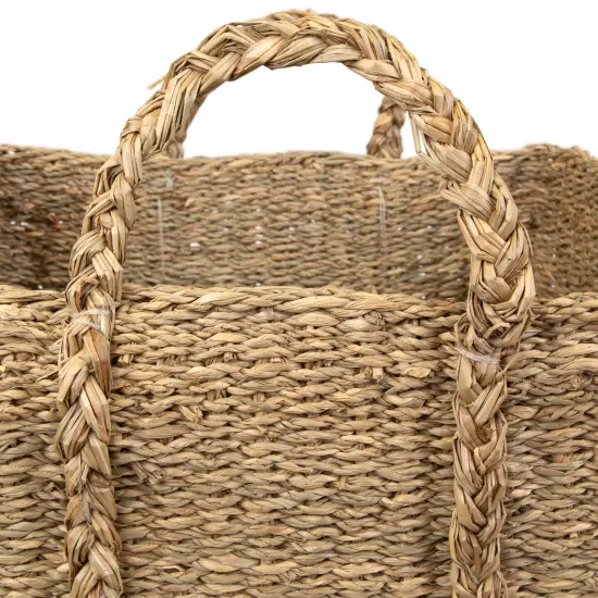 Northlight Rustic Square Wicker Table and Floor Baskets - Set of 4 Beige {7}