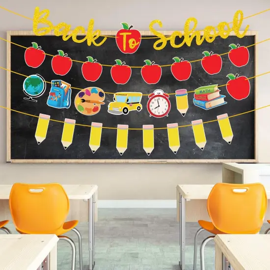 4Pcs Back to School Banner Gold {2}