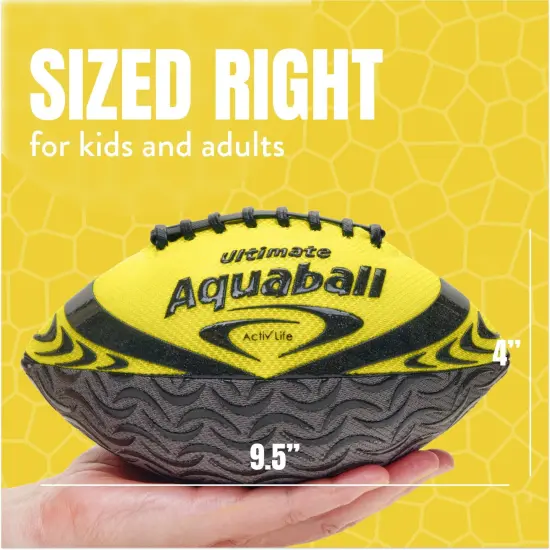 Activ Life Water Football for Pool, Beach, Outdoor, 9.5-inch Waterproof Pool Toys for Kids Aged 6-14, Heavy-Duty Water Ball, Double Lacing for Easy Grip, Lake Toys for Sports & Family Games - Yellow {4}