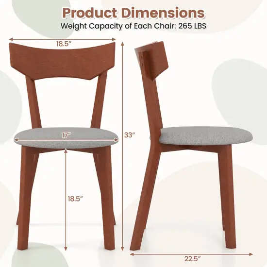Costway Wooden Armless Dining Chair Set of 2/4 with Rubber Wood Legs Padded Seat Cushion {4}