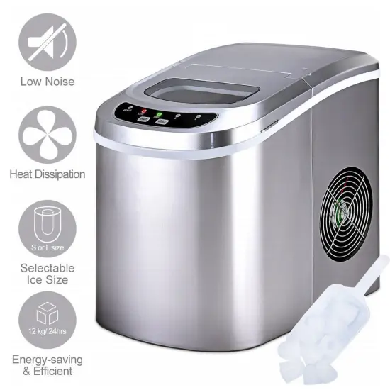 Costway Portable Compact Electric Ice Maker Machine Mini Cube 26lb/Day {3}