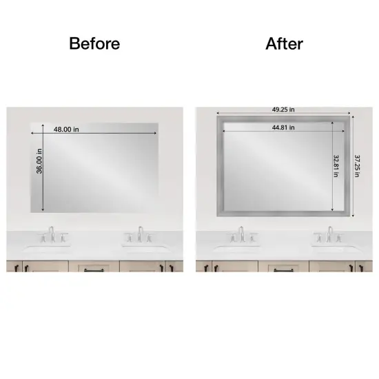 Amanti Art Mirror Makeover Bathroom Mirror Frame Border Kit -Fully Assembled Peel and Stick Frame - Mirror NOT Included - Flair Trim Flair Nickel {4}