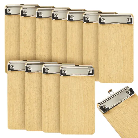 12 Pack Mini Wooden Clipboards with Low Profile Clip, 4x8 Wood Clip Boards for Pocket Sized Notepads, Restaurant Receipt Brown {1}