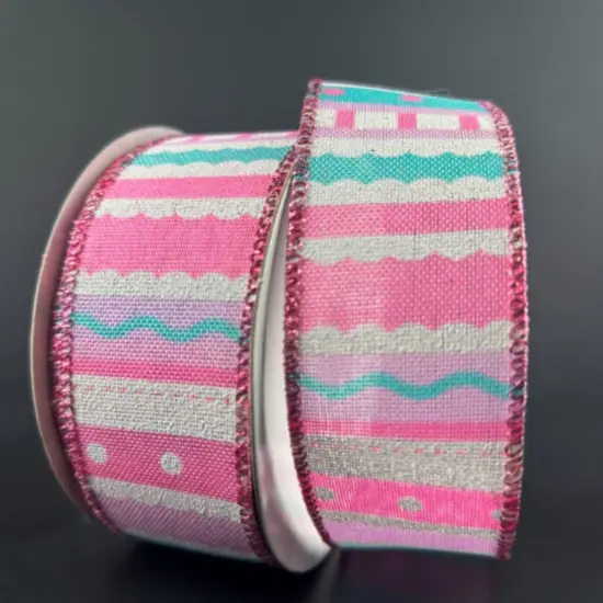 1.5" Whimsy Stripe Ribbon: Pink, Aqua, Lavender {3}