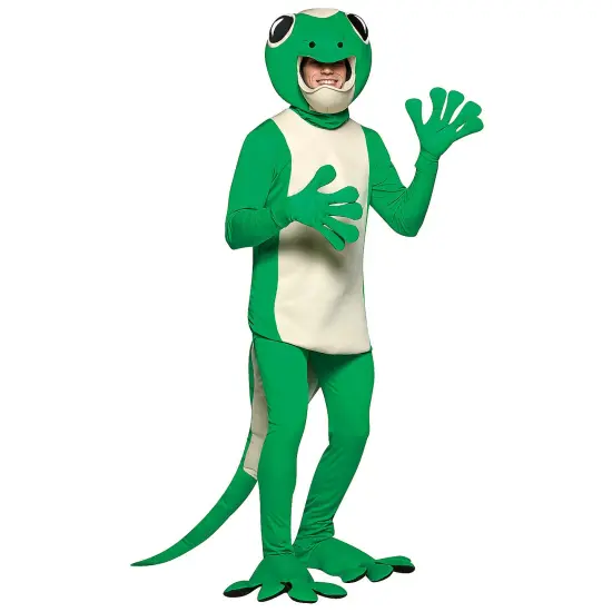 Gecko Adult Costume Green Tail Shirt Pants Gloves and Headpiece {1}