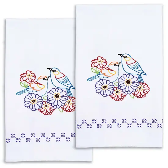 Jack Dempsey Stamped Decorative Hand Towels 17"X28"-2 Birds {3}