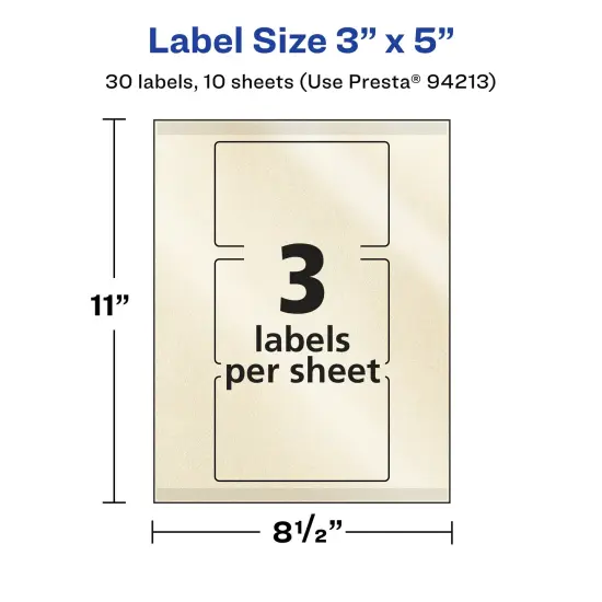 Avery Pearlized Ivory Rectangle Labels with Sure Feed Technology, Print-to-the-Edge, 3" x 5" {5}