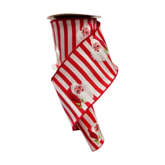 4" Embroidery Santa Face Ribbon: Red/White (10 Yards) {1}