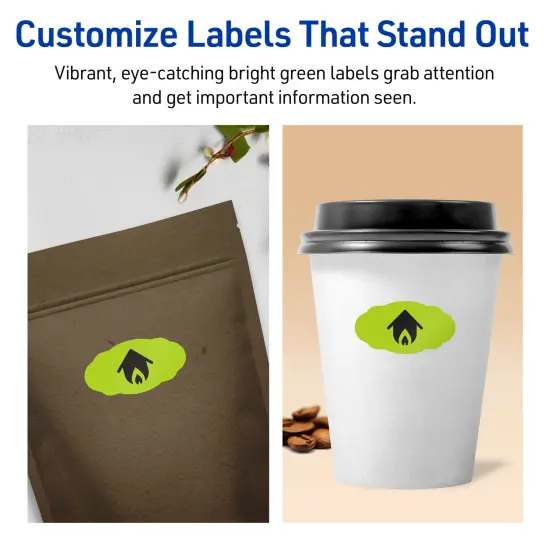 Avery Bright Green Paper Labels, 1-1/8" x 2-1/4" Oval Scalloped {3}