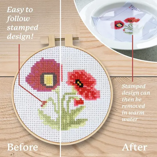 Cross Stitch Kits for Beginners (Flower Theme - 6.75 Inch - 4 Pack 1 x Embroidery Hoop) DIY Embroidery Needlepoint Patterns for Adults {3}