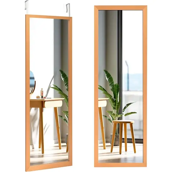 47.5" Full Length Bedroom Mirror with MDF Frame and Adjuatbale Hook for Over Door or Wall Mount Gold {8}