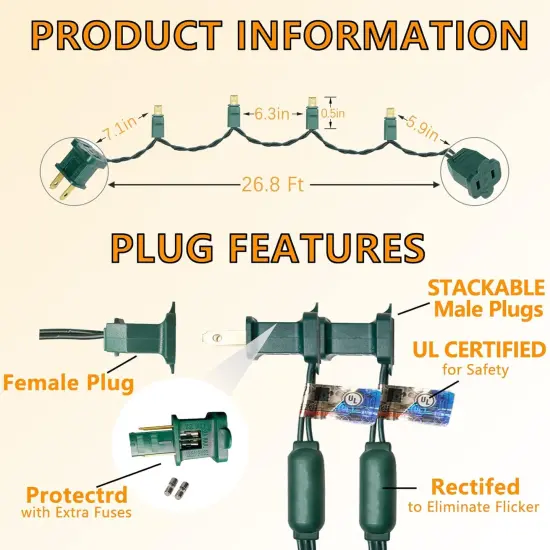 25ft 50 Counts Warm White LED Christmas Lights {3}