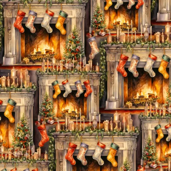 The Night Before Christmas Stockings Cotton Fabric By The Yard | By The Yard | Sewing and Crafting | 44 inches wide {1}