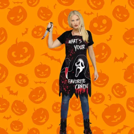 Adult Scream Ghostface Horror Apron Costume Accessory Halloween Scary Printed Kitchen Prop One Size {2}