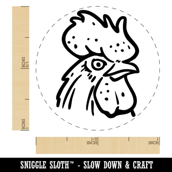 Intimidating Rooster Chicken Head Self-Inking Rubber Stamp Crafting Planners Green {1}