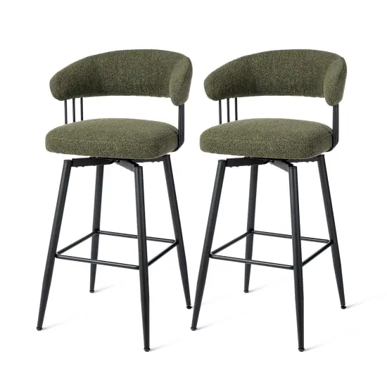 Set of 2/4 Modern Fabric Swivel Bar Stool with Tapered Black Metal Legs {1}