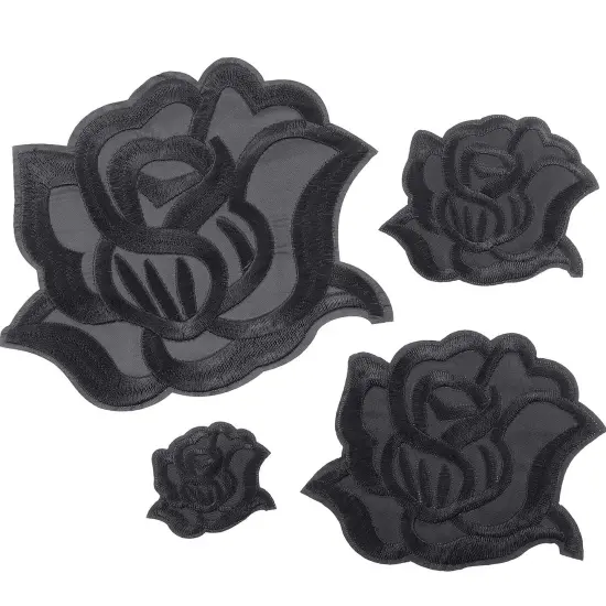 8 Pieces 8 Pieces Black Iron On Rose Flower Patches for Clothes Fabric Repair Patches 4 Size Embroidered Sew On Flower Patches Applique Patches for Jacket Jeans Clothes Hats Shoes Bags {5}
