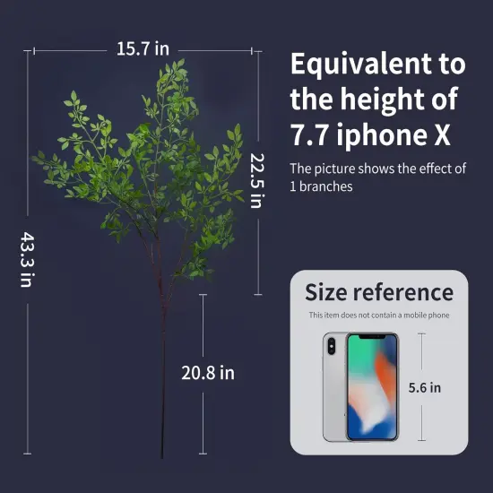 Artificial Plants,2PCS 43.3" Green Nandina Faux Branches for Vase,Artificial Plants for Shop Garden Office Home D&eacute;cor {3}