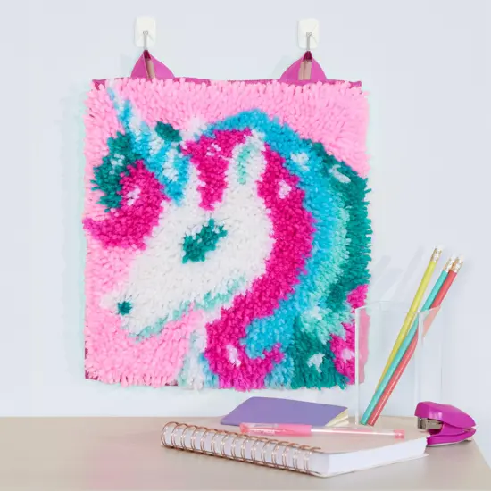 LatchKits Latch Hook Kits for Kids – Kids Crafts, Arts and Crafts, Yarn Art, Wall Hanging & Mini-Rugs, Craft Supplies, Pre-Cut Yarm, Easy Pattern, Hook Included, Arts & Craft, Ages 6+, Unicorn {5}
