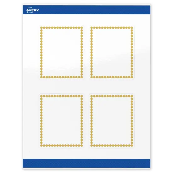 Avery Printable Rectangle Labels, Gold Beads, 4" x 3-1/3", Glossy White Rectangle Labels, Permanent, Laser/Inkjet, 40ct, Great for Product Labels {1}