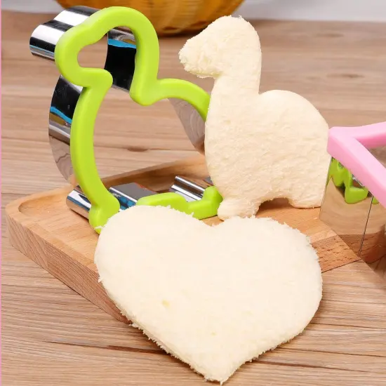 8 Pack Stainless Steel Sandwiches Cutter Dinosaur Heart Star Shapes for Kids {2}