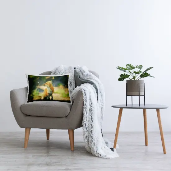 Fox Kit & Butterfly Design by Carrie Ann Grippo-Pike Throw Pillow  {2}