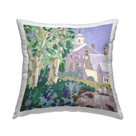 Town Church Through Trees Outdoor Printed Pillow Design by Melissa Wang, 18 x 7 x 18 {1}