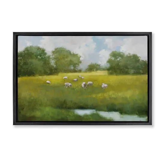 Stupell Industries Sun Grazing Sheep Framed Floater Canvas Wall Art Design by Julia Purinton {1}