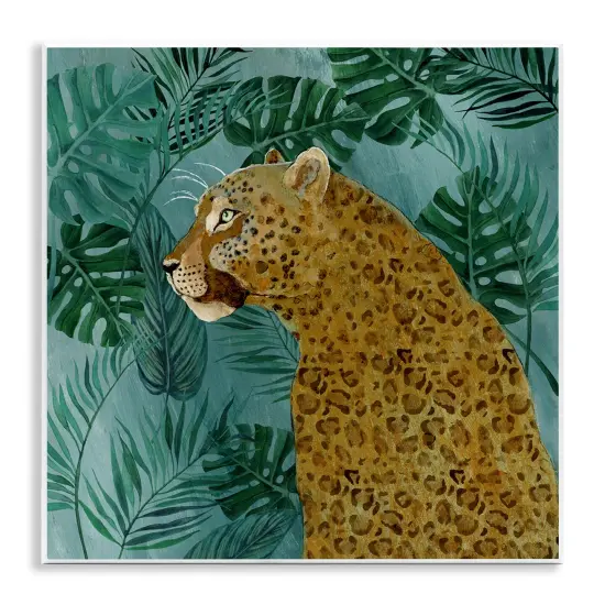 Stupell Industries Monstera & Palms Cheetah Wall Plaque Art Design by Janet Tava {1}