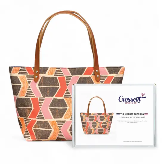 Crosscut Sewing Co.&reg; Market Tote Bag Sewing Project Kit for Beginners with Fabric, Instructions and Video Yucatan {1}