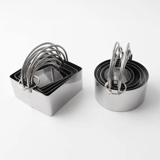 Cookie Cutter Set 10 Stainless Steel Round & Square Cutters with Handles {5}