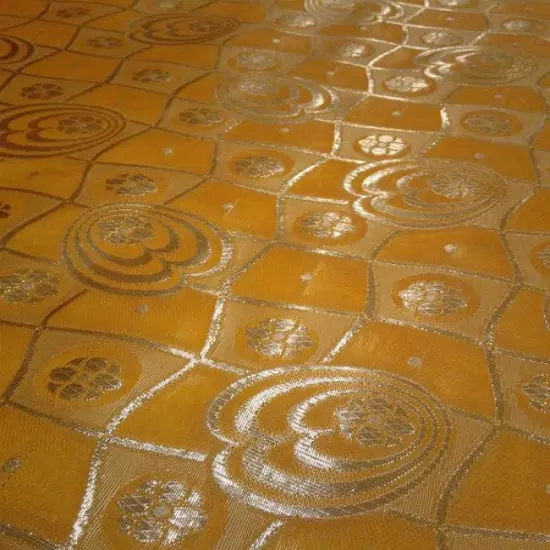 1 Yard Floral Metallic Jacquard Brocade Orange & Silver Fabric for Apparel Decor Projects 60 Inch Width {1}