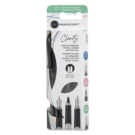 Manuscript Clarity Fountain Pen Set - Assorted Nibs, Set of 6, Strong Black {1}