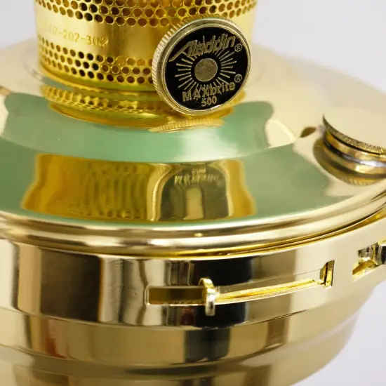 Aladdin Brass Hanging Oil Lamp with Larger Fuel Tank, Genie III Chandelier for Homesteaders or Emergencies, 28 in tall, Brass Trim {3}