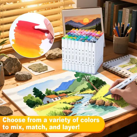 80 Colors Fine & Chisel Dual Tip Marker Set {5}