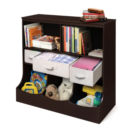 Badger Basket Combo Bin Storage Unit with Three Baskets Espresso/Ecru {5}