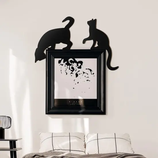 3-Piece Halloween Black Wooden Cat Silhouette Hanging Signs {5}